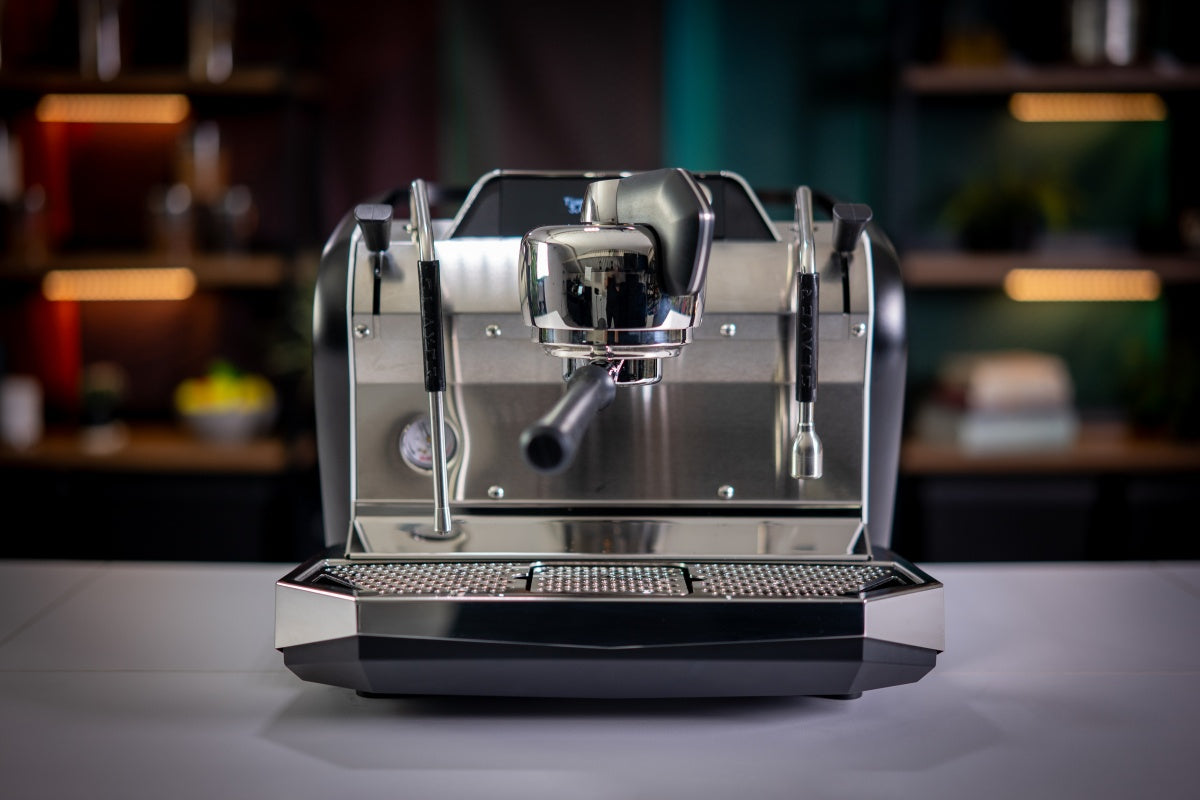 Slayer Steam Single single group espresso machine on a bar