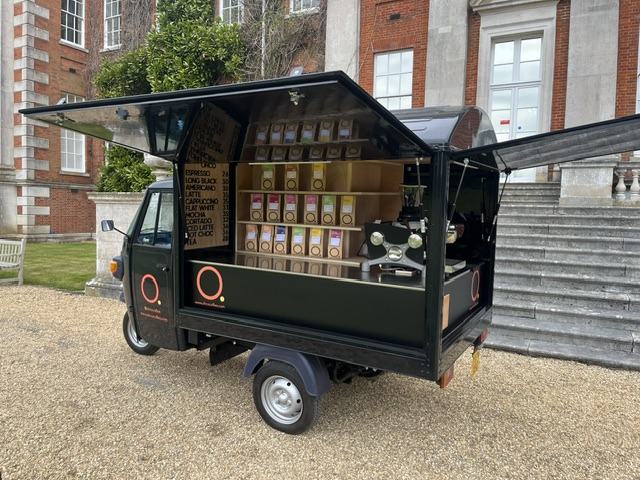 OHCO coffee tuk tuk franchise open for service, with espresso bar and retail coffee shelf